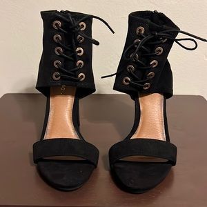Black Faux Suede Heel